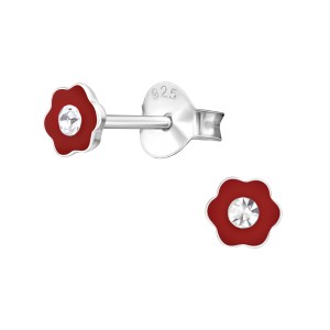 Cercei din argint floare rosie cu cristal model DiAmanti DIA3846 (Argint 925‰ 0,4 g.)